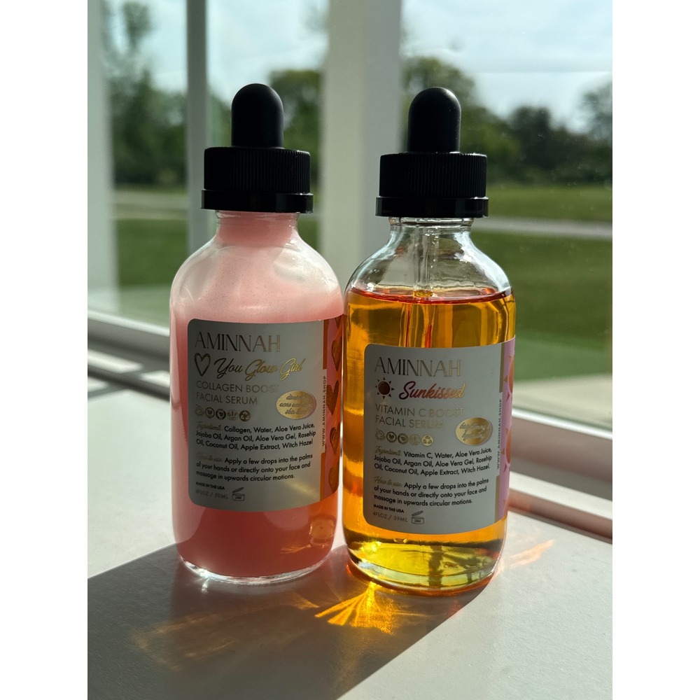 Aminnah You Glow Girl Collagen & Sunkissed Vitamin C Facial Serum Set 4oz 2pk